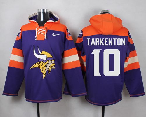 Nike Vikings #10 Fran Tarkenton Purple Player Pullover NFL Hoodie - Click Image to Close